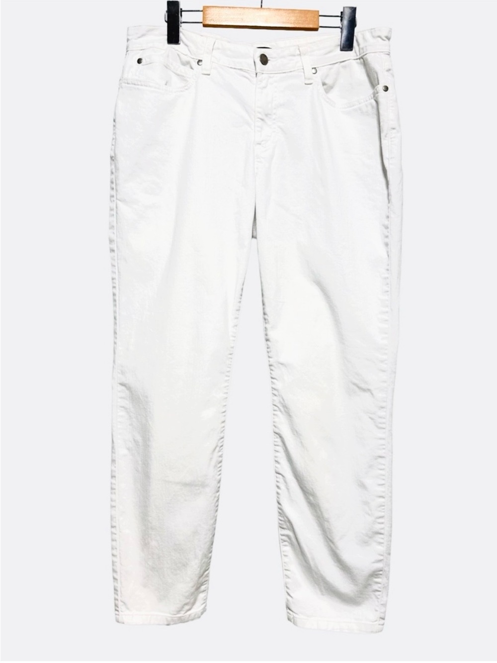 EILEEN FISHER | White Organic Cotton Straight Crop Jeans 12